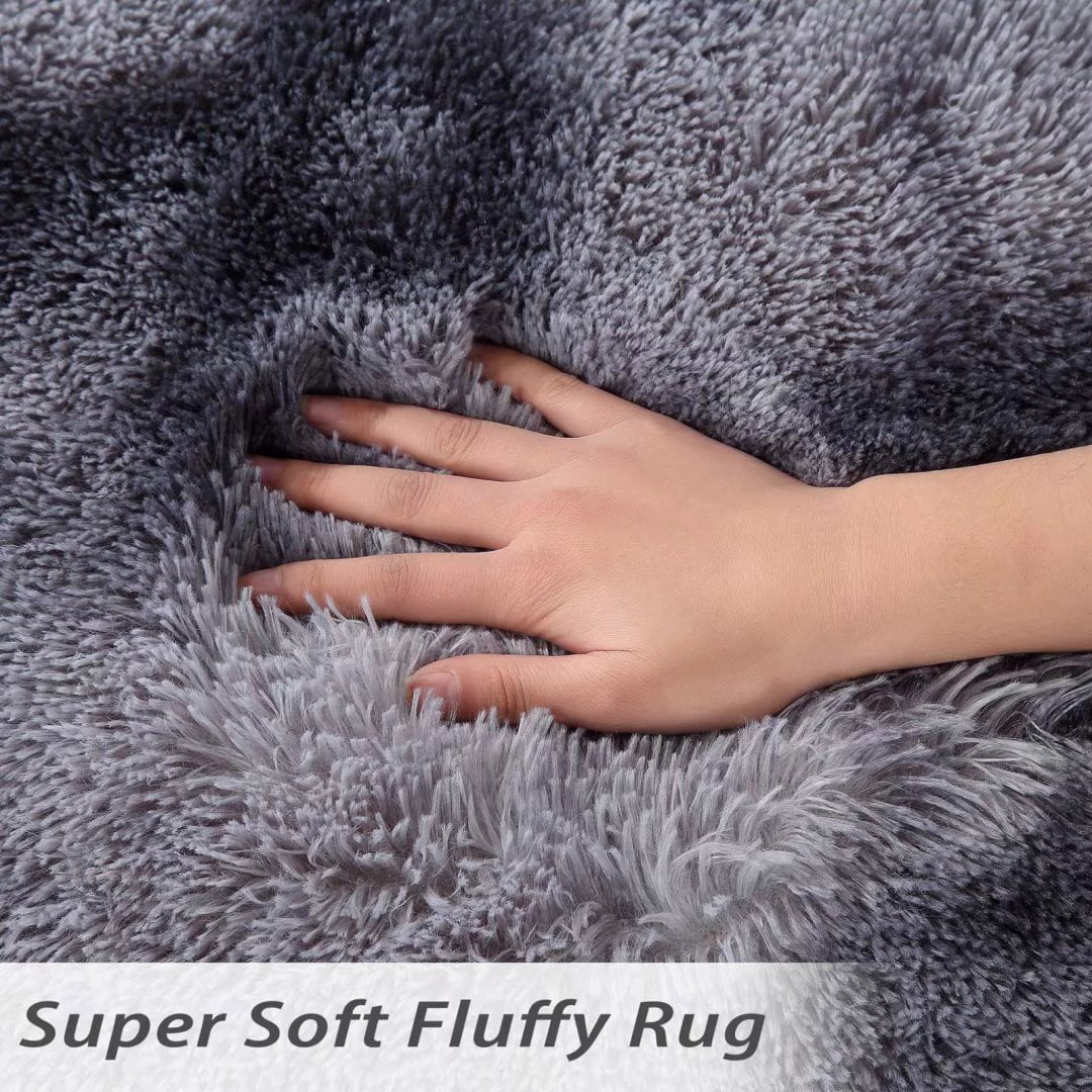 ZACOO 10x13 Large Fluffy Rugs for Living Room Bedroom Fuzzy Shag Rug Non-Skid Plush Rug Shaggy Decorative Accent Rug, Dark Gray