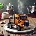 thumbnail image 7 of Semi Trailer Truck Coffee Mug - Stainless Steel Handmade Creative Car Shaped Cup with Lid, 16oz Travel Tumbler for Truck Drivers, Valentines Day Gift, Birthday| For Coffee Lovers on the Road, 7 of 7