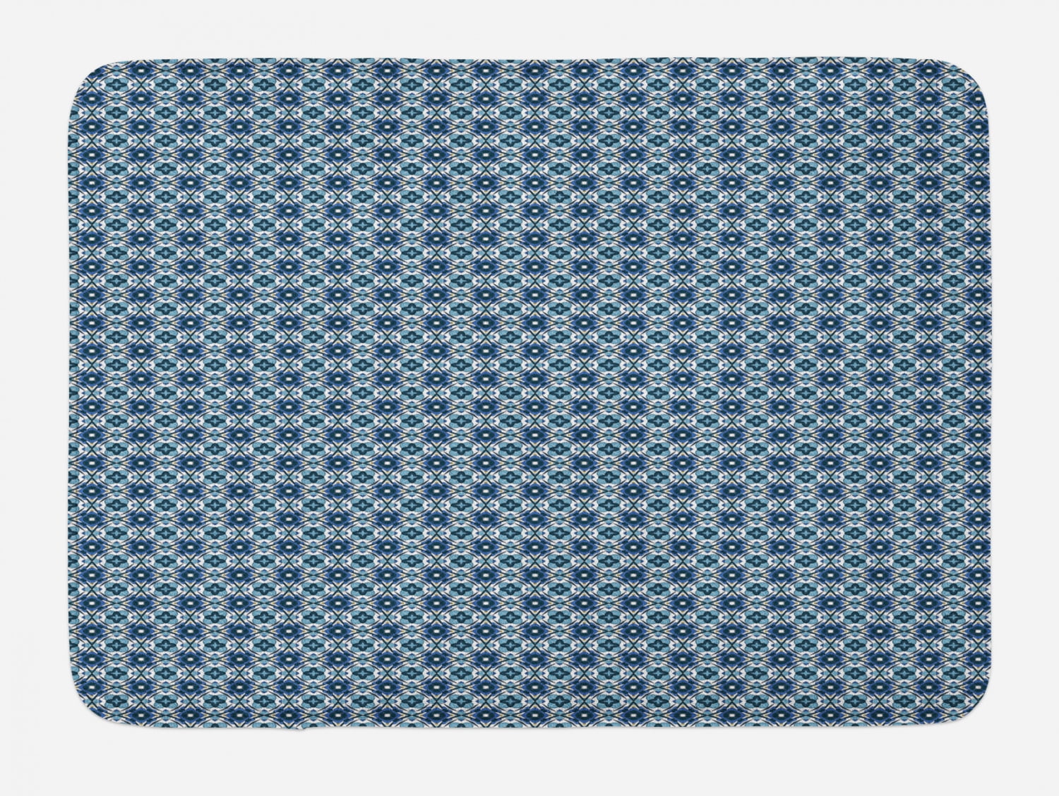 Traditional Bath Mat, Abstract Portuguese Mosaic Ancient Azulejo Tiles