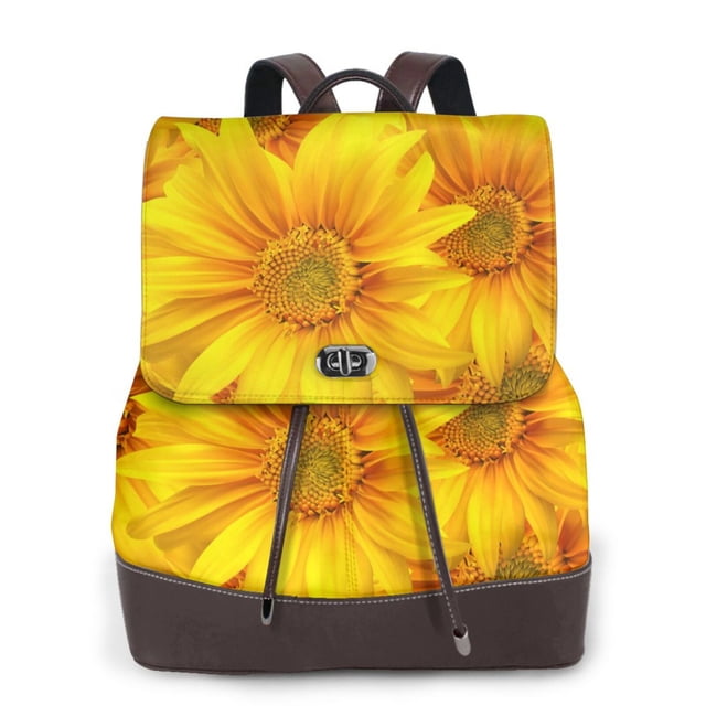 Balery 3D Sunflowers Mochila de Cuero para Mujeres, Gran Capacidad, Bolsa de Viaje Multifuncional, Mochila de Cuero y Bolsa de Hombro para Mujeres