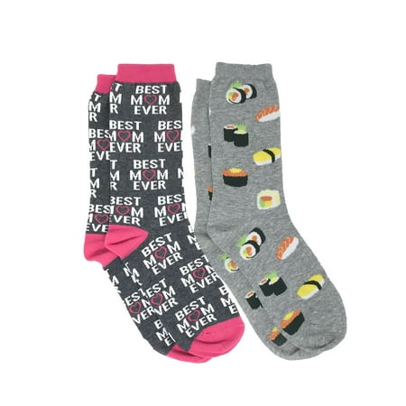 Women's Best Mom Ever Socks & Sushi Rolls All-Over Food Novelty Socks -