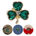thumbnail image 5 of Broche de hoja verde, alfiler de seguridad para suéteres, elegante broche de trébol, alfiler de solapa, botones florales decorativos de diamantes de imitación, elegante alfiler de seguridad para ropa., 5 of 5