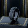 thumbnail image 3 of Jewelry Avalanche Tungsten Carbide Mens Black Wedding Band, Sandstone Finish Center, Engagement Ring for Him 8mm, 3 of 4