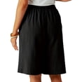 thumbnail image 4 of Shorts for Women Knee Length High Waisted Cotton Elastic Wasit Summer Dressy Casual Long Shorts Black S, 4 of 8
