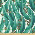 thumbnail image 2 of Ambesonne Botanical Fabric by the Yard Upholstery, Eucalyptus Leaves Buds, 3 Yards, Teal Brown White, 2 of 5