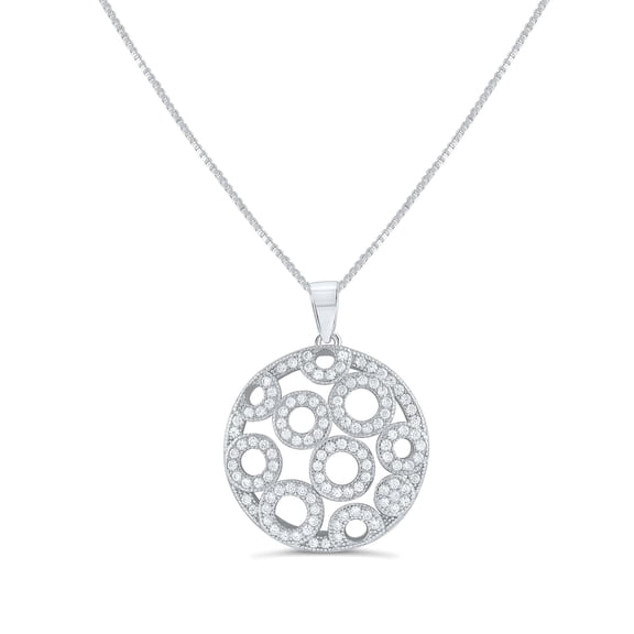 SilverCloseOut Sterling Silver CZ Bubble Circles Charm Necklace