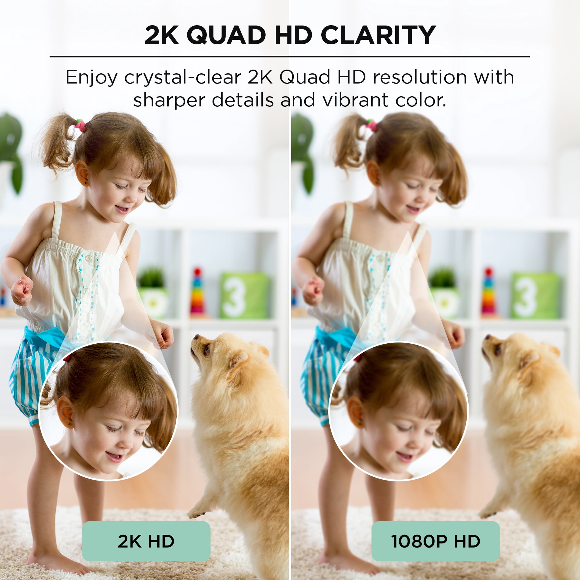 Merkury Smart 2K Auto-Follow Indoor Cameras with Motion Tracking, 2 Pack