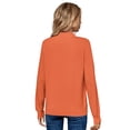 thumbnail image 3 of LANPULUX Sweaters for Women Lightweight Soft 100 Wool Mock Neck Pullovers Long Sleeve, Orange, 3 of 5