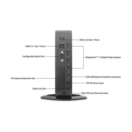 HP - t740 Thin Client Desktop - AMD Ryzen Embedded V1756B - 8 GB Memory - 128 GB Flash Storage