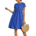 thumbnail image 5 of Clothing 2025 Dresses for Women 2025 Summer Cotton Linen Solid Gauze Dress Loose Casual Beach Vacation Flowy Midi Dress with Pockets, 5 of 8