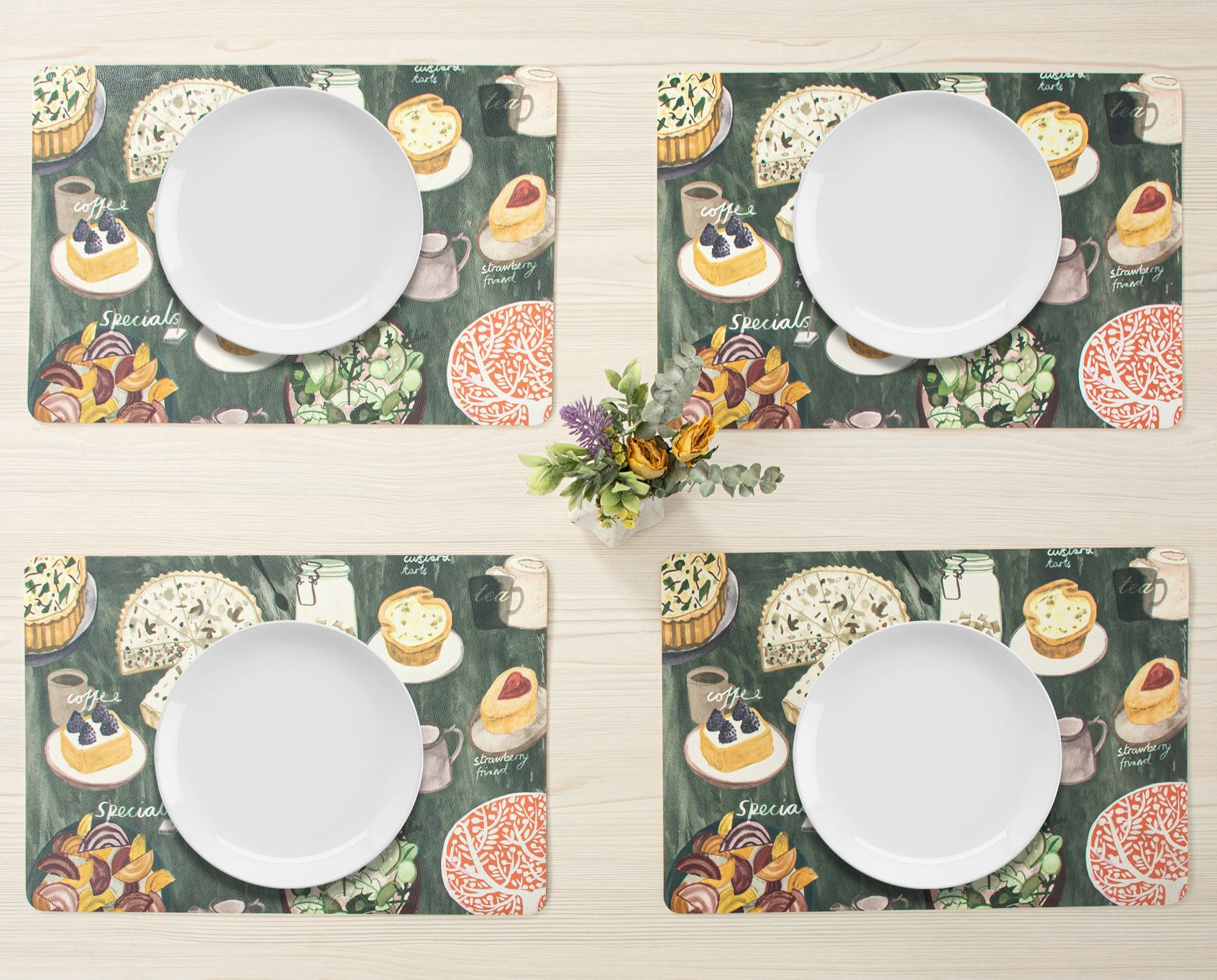 RAY STAR Placemats Set of 4, Vinyl Washable Wipeable Place Mats-12inx18in, Heat Resistant Waterproof Place Mat