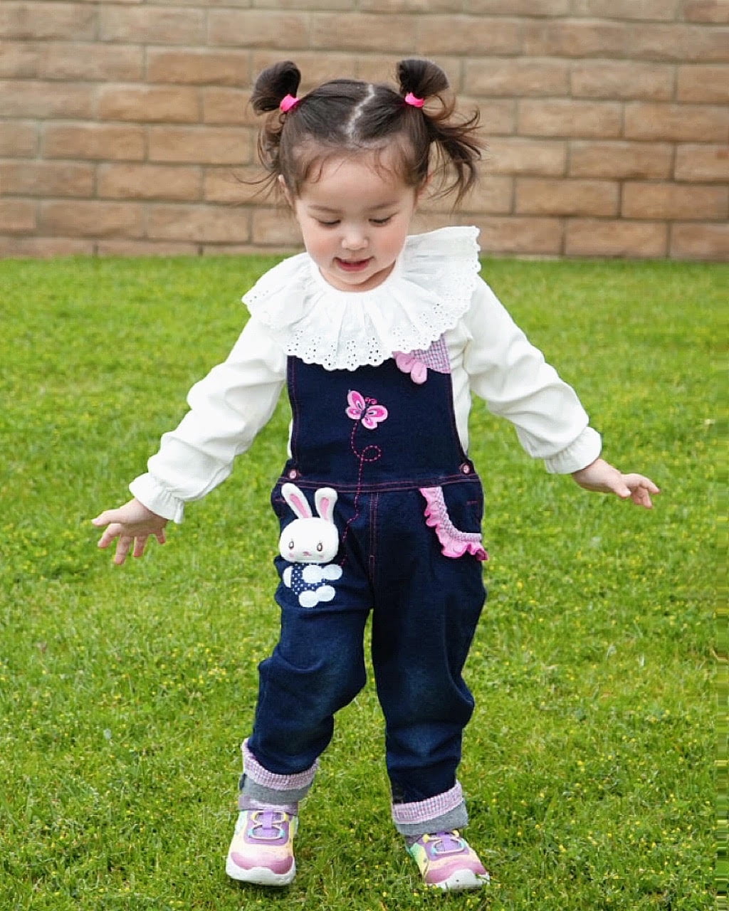 KIDSCOOL SPACE Baby Girl Cute 3D Bunny Jean Leisure Overalls,18-24 Months