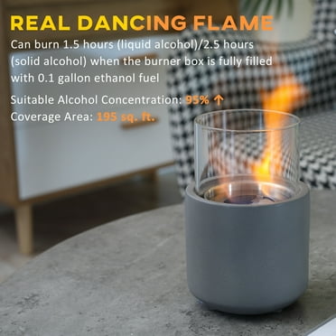 Siavonce Tabletop Fireplace Mini Concrete Ethanol Fire Bowl with Lid - 4.75"L * 4.75"W * 7.50"H