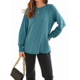 thumbnail image 2 of Blusas de Larga para Mujer, con Cuello Redondo Plisado, Informales, de Negocios, Ropa de Moda. Azul y Verde L, 2 of 6