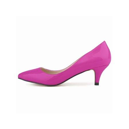 

Lacyhop Women Heels Pump Mid Heel Pumps Leopard Wedding Dress Shoe Business Non-slip Heeled Sandals Classic Pointy Toe Patent Leather Shoes Purple 5