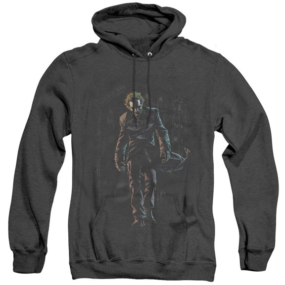 Batman Joker Leaves Arkham Adult Heather Hoodie Sweatshirt Black