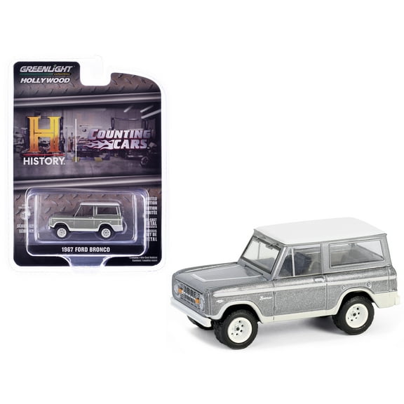 1967 Ford Bronco Silver Metallic with White Top "Counting Cars" (2012-Current) TV Series 1/64 Diecast Model Car by Greenlight