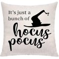 thumbnail image 1 of Happy Halloween Decorations Pumpkin Cat Witch Pillow Covers Beige 18x18 Inch, 1 of 1