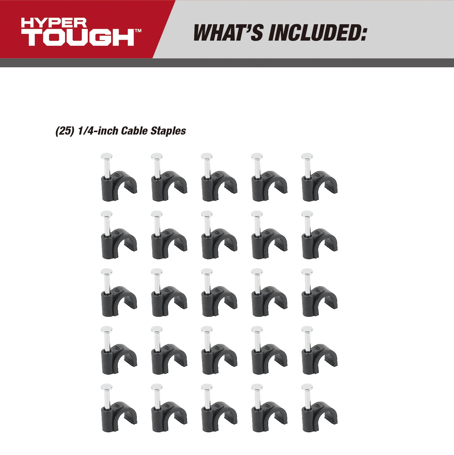 Hyper Tough 25-Pack Coax Cable Staples Black