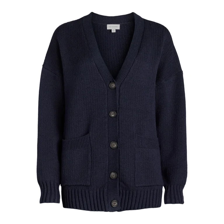 Free Assembly Women s Grandpa Cardigan Sweater with Long Sleeves Heavyweight Sizes XS XXL Walmart