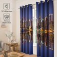 thumbnail image 3 of City Landscape Blackout Curtains New York Manhattan Midnight Cityscape Ocean Reflection by The Coast Scenery Urban Decor for Bedroom Living Room Grommet Window Drapes 2 Panel Set, 52"x84", 3 of 6