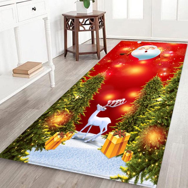 Alfombra De Navidad, Impresión 3D Antideslizante, Alfombra Antideslizante, Dormitorio, Sala De Estar, Piso, Pasillo, Cocina, Baño, Papá Noel Y Ciervos, Árbol De Navidad, Muñeco De Nieve