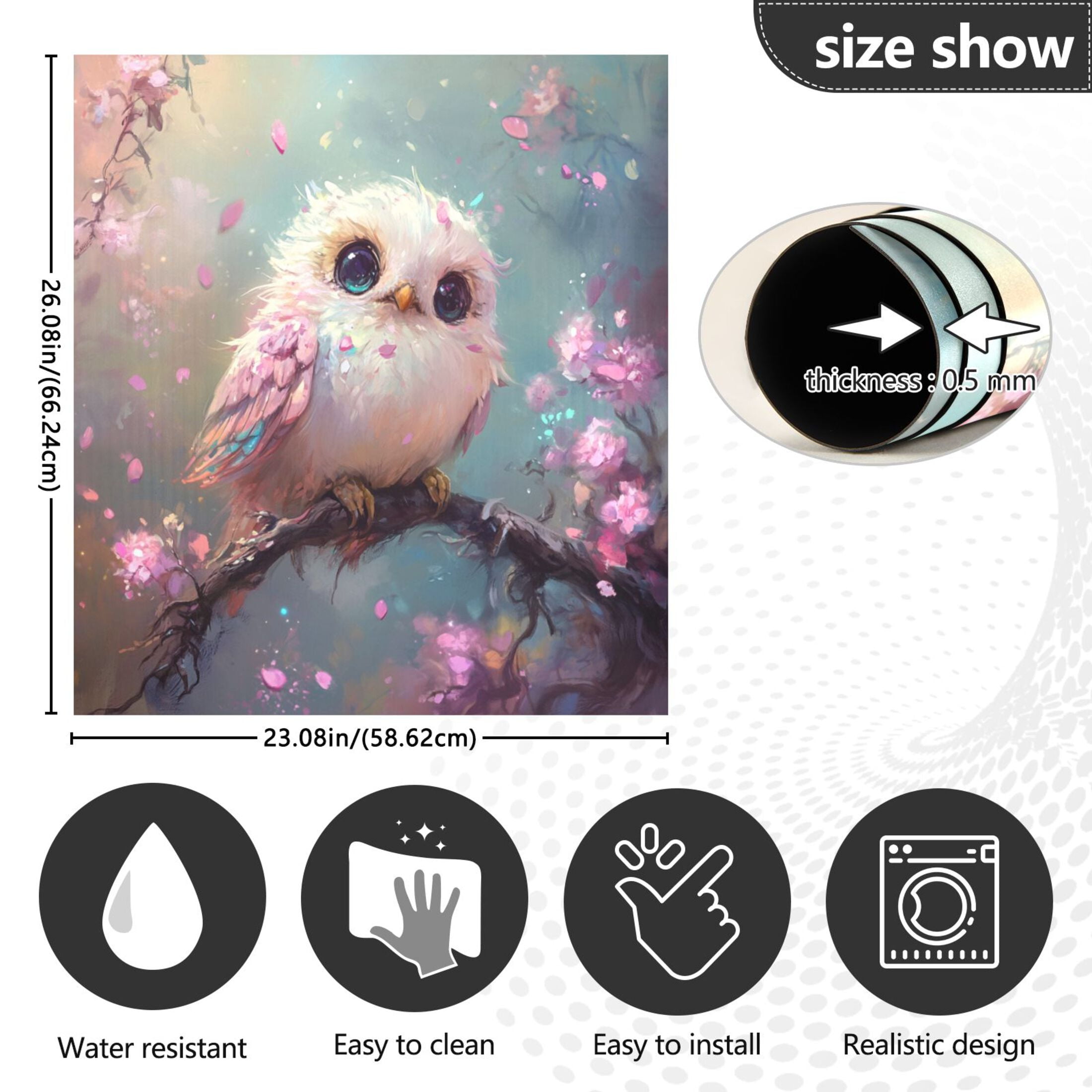 Dishwasher Magnetic Sticker 23x26 Inch Refrigerator Magnetic Sticker Washing Machine Magnetic Sticker Kitchen Panel Magnetic Sticker Home Decor Super Beautiful Owl