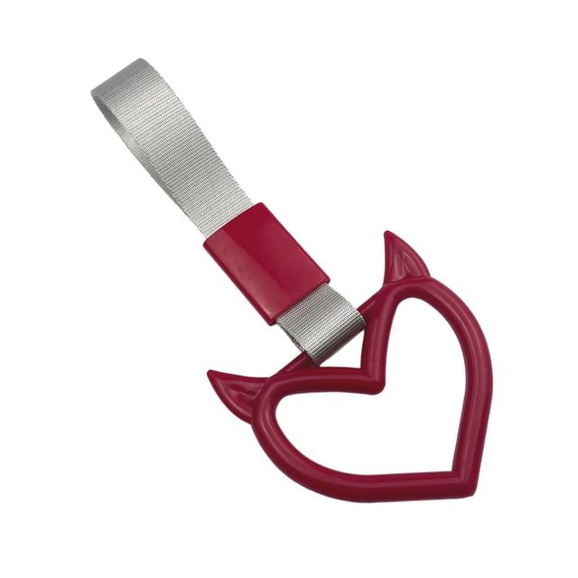 Hioecau Devil Heart Hand Ring Car Rear Bumper Warning Ring Universal Train Bus Auto Heart-Shaped Handle Strap Decoration Car Accessories