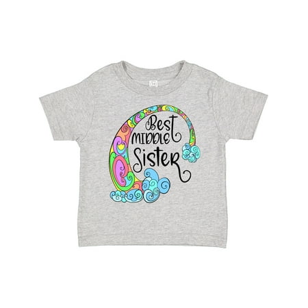 

Inktastic Best Middle Sister Colorful Rainbow Swirls Gift Toddler Toddler Girl T-Shirt