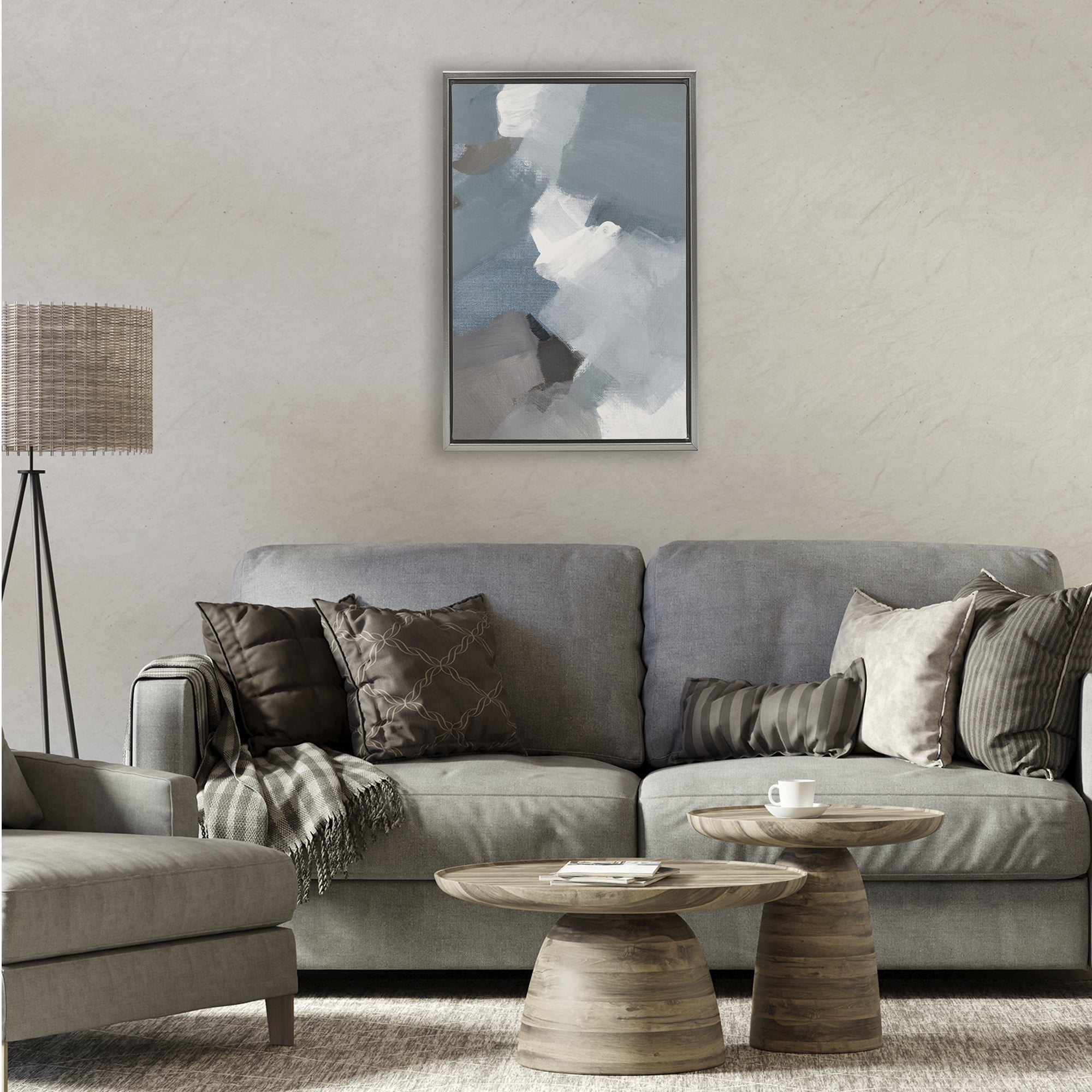 Stupell Industries Stormy Grey Abstract Gray Framed Floater Canvas Wall Art, design by Lanie Loreth
