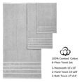 thumbnail image 4 of Feather and Stitch Premium 100% Cotton 6-Piece Towel Set, Grey – Soft, Plush, and Absorbent Bathroom Towels, 4 of 5