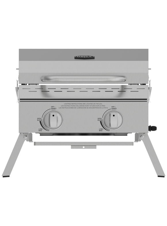 Expert Grill 2 Burner Tabletop Propane Gas Grill, Stainless Steel