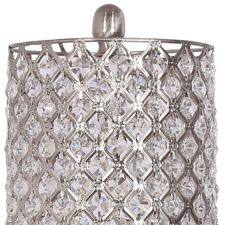 Set Of 2 Metal Table Lamps With Crystal Bead Shade Set Of 2 Metal Table Lamps With Crystal Bead Shade