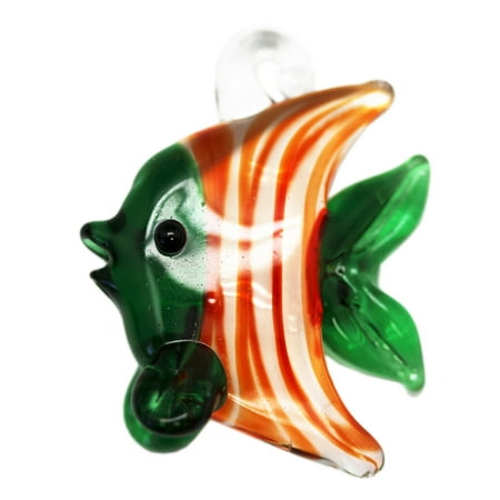 Artfully Molded Glass Angelfish Figure: Dark Green/Orange Stripe - By (Best Food For Angelfish)
