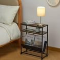 thumbnail image 3 of ZEXVIDA Narrow End Table for Small Spaces - Slim Side Table with Magazine Holder,2 in 1 Design Narrow End Table Living Room,Skinny Bedroom Nightstand Thin Side Magazine Table,Rustic Brown, 3 of 9