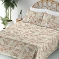 thumbnail image 3 of Ambesonne Floral Fitted & Flat Sheet with Shams 4 Pcs Set, Weathered Look Roses Pattern, Full, Off White and Pale Rose, 3 of 5