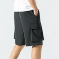 thumbnail image 4 of Xunlbb Mens Shorts Clearance Cargo Shorts for Men, Mens Casual Fashion Solid Drawstring Elastic Waist Multiple Pockets Shorts, M-3XL, 4 of 4