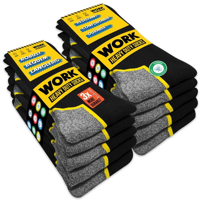 Calcetines de trabajo SOXCO de longitud redondeada para hombre, color negro, 10 pares