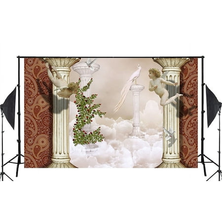 Image of HelloDecor Background 7x5ft Western Angels Painting Photography Backdrop Photo Studio Props Room Mural
