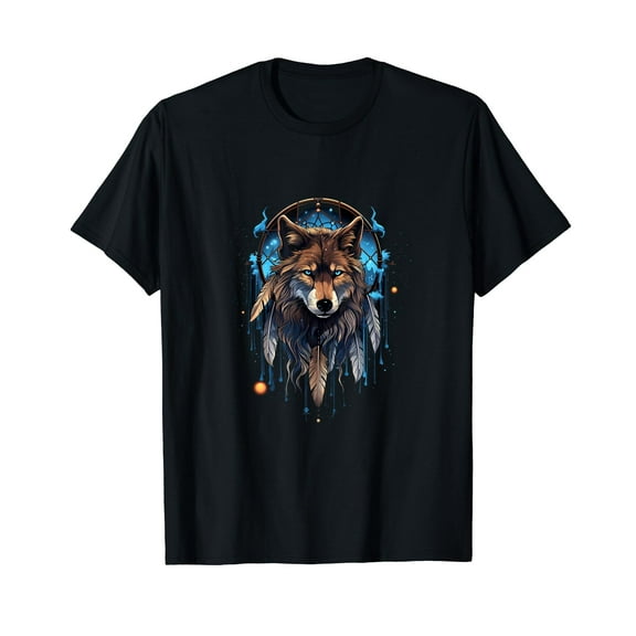 Wolf Dream Catcher T-Shirt for Men Cotton 100% Dreamcatcher Summer Tops Women Fashion Casual Short Sleeves