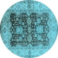 thumbnail image 1 of Ahgly Company Indoor Round Oriental Light Blue Traditional Area Rugs, 5' Round, 1 of 4