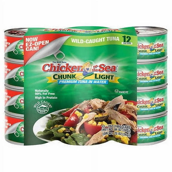 Chicken of the Sea Premium Chunk Light Tuna in Water 7 oz. Cans, 12-count