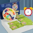 thumbnail image 2 of Modelo de reloj de madera, ayuda para enseñanza, relojes de aprendizaje Montessori con tarjetas, juguete para guardería, interacción de juegos, pared de salón, 2 of 6