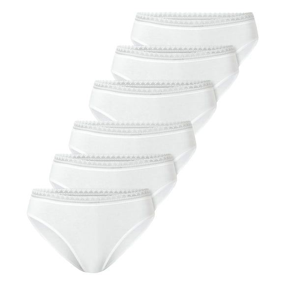 SCHIESSER Bragas de mujer, paquete de 6 - 6Pack Rio Slip, Stretch Cotton, liso Blanco M (Medium)