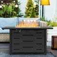 thumbnail image 4 of Walsunny 43 Inch Outdoor Fire Pit Table Propane Gas with Lid and Lava Rock 50000 BUT Fire Table with Glass Wind Guard and Waterproof Cover, 4 of 8