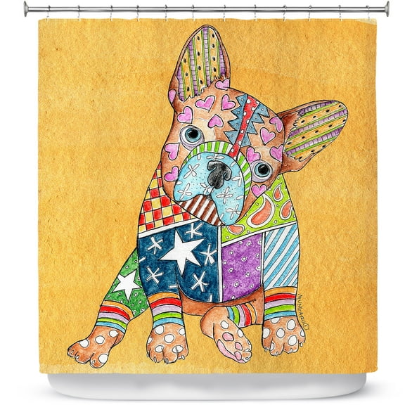 Shower Curtains 70" x 73" from DiaNoche Designs by Marley Ungaro - French Bulldog Gold