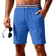 thumbnail image 2 of Bermuda Shorts for Men Summer Casual Waffle Knit Elastic Waist Straight Leg Slim Fit Beach Shorts with Pockets, 2 of 9