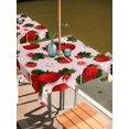 thumbnail image 2 of Outdoor Tablecloths with Umbrella Hole & Zipper, Pink Strawberry 54x54 Inch Square Tablecloths, Spring Floral Watercolor Summer Botanical Waterproof Table Cloth, Patio/Pool/Picnic Table Covers, 2 of 8