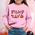 thumbnail image 2 of larppty Girls Hoodies Halloween Warm Cartoon Pumpkin Graphic Printed Long Sleeve Round Neck Pullover Tops Girl Trendy Casual Daily Party Photoshoot Sweatshirts (Pink,4Y), 2 of 4