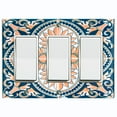 thumbnail image 1 of Metal Light Switch Plate Cover Peach Blue Floral Tile Pattern TIL023, 1 of 13